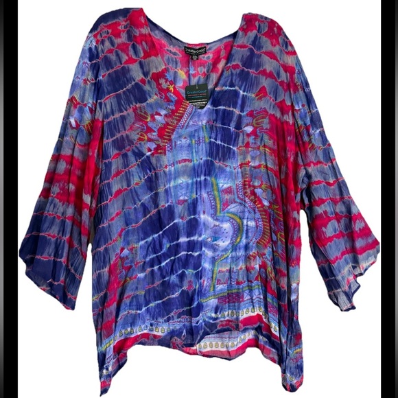 Greater Good Tops - GREATER GOOD BoHo Batik Tie-dye Long Sleeve Tunic Sz 2XL NWT!